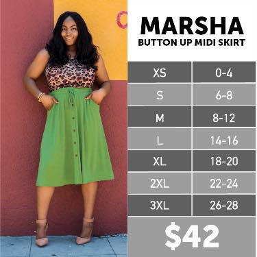 Marsha - Faux Button Midi Skirt