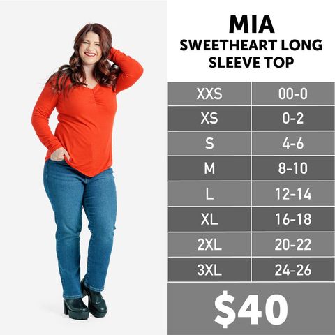 Mia - Sweetheart Long Sleeve Top