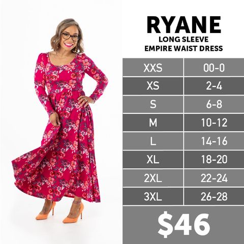 Ryane - Long Sleeve Empire Waist Dress