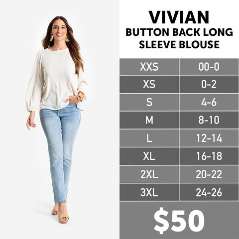 Vivian - Button Back Long Sleeve Blouse