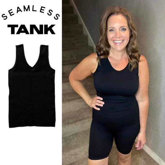 Seamless Tank - Solid Black Seamless Rib