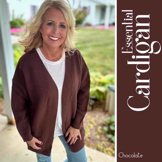 Essentials - Essential Cardigan - Solid Chocolate Torte Brown