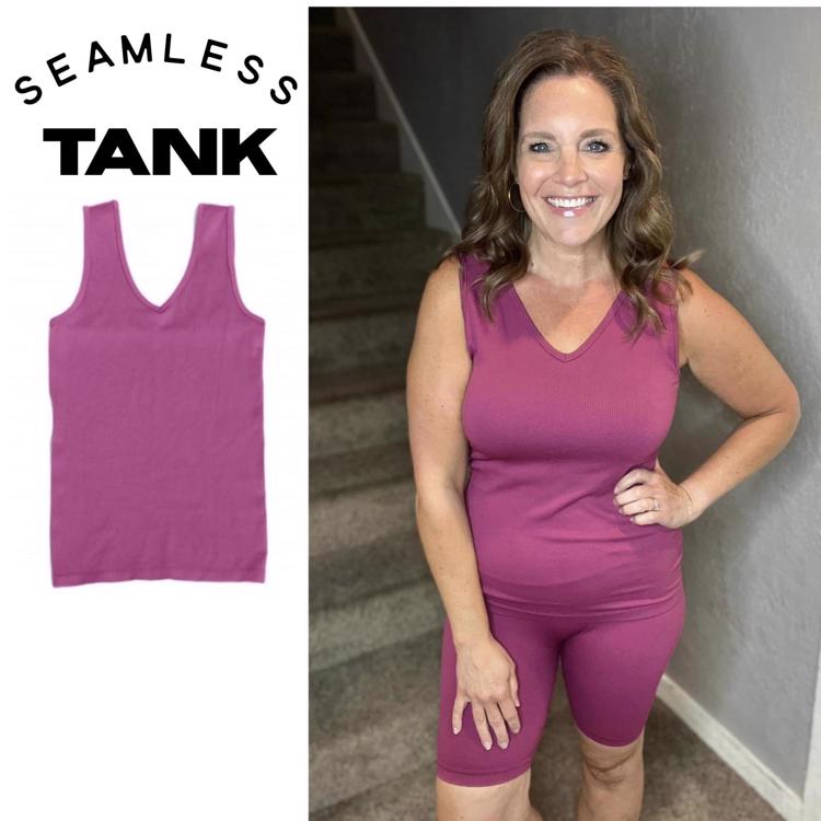 Seamless Tank - Solid Red Violet Mauve Seamless Rib